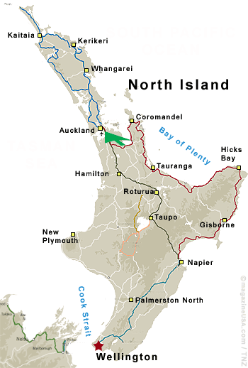 Map North Island Auckland