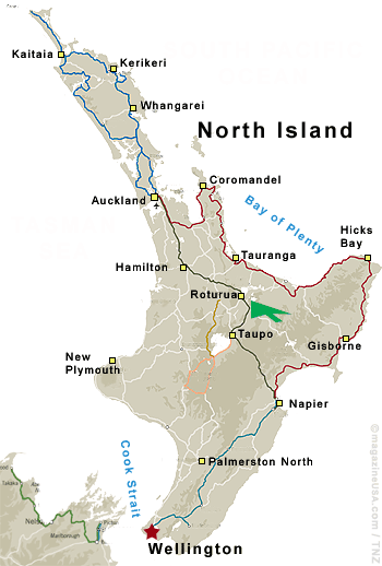 Map North Island Rotorua