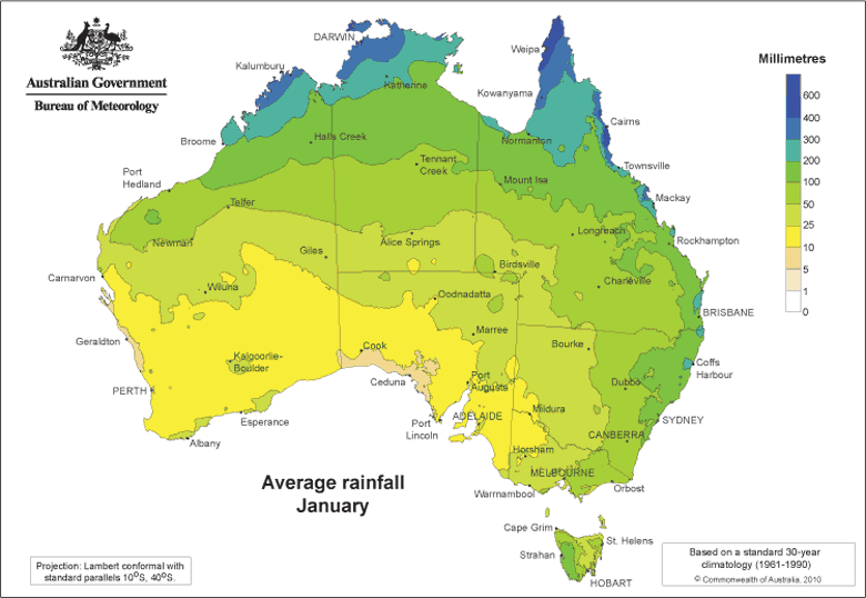 Rain in Australia: January