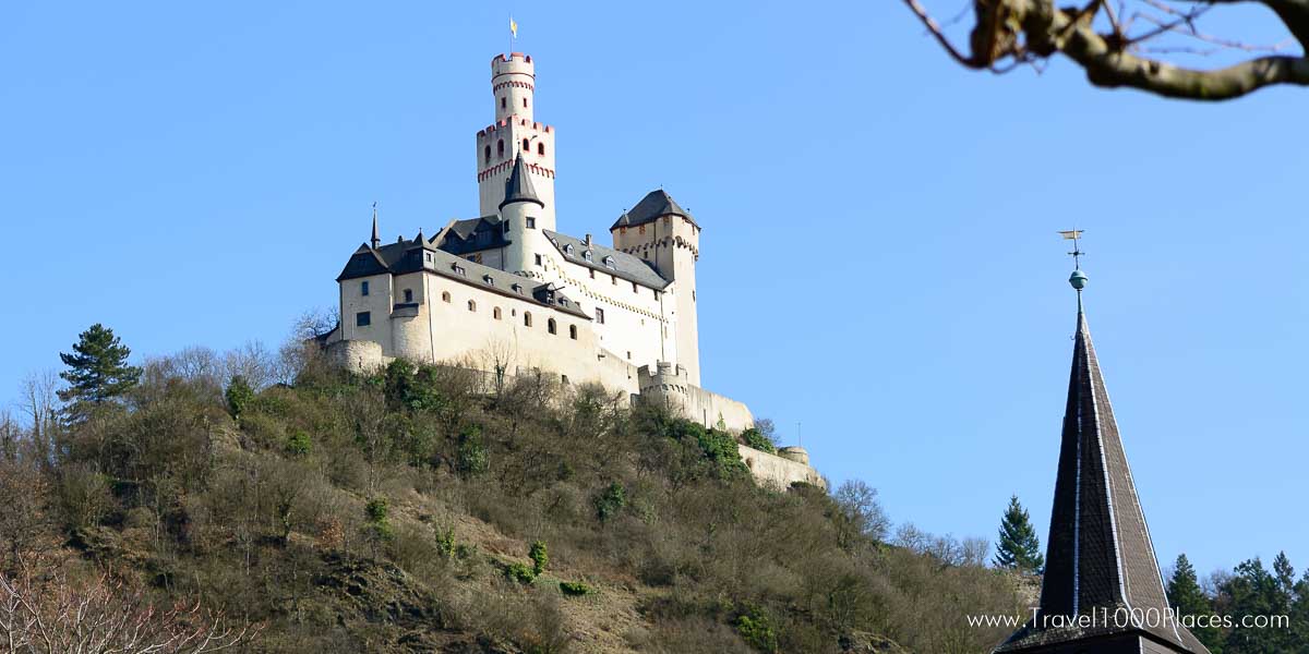 The Marksburg is a castle above the town of Braubach in Rhineland-Palatinate and is a UNESCO World Heritage site.