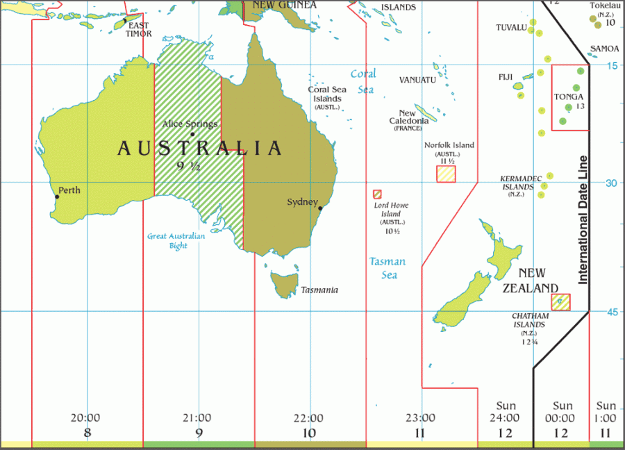 Time Zones Australia map