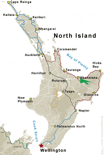 Map New Zealand: Whakatane and White Island