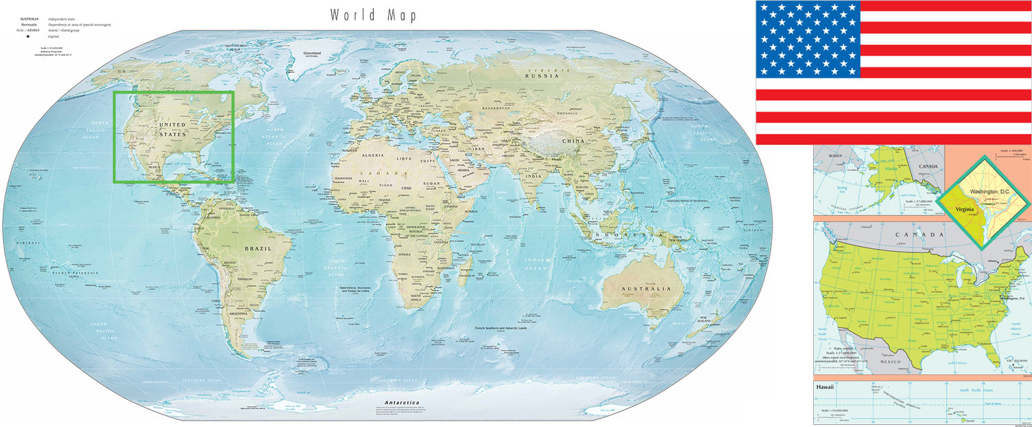USA on World Map