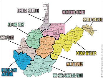 Regions of West Virginia, USA