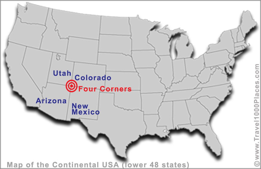 Four Corners Monument: Arizona, New Mexico, Colorado, Utah (photo: www.travel1000places.com)