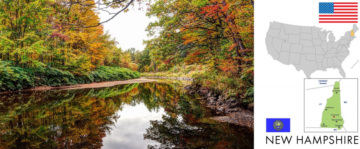 New Hampshire, USA [Baker River, Autumn colors] [graphic/composite: travel1000places.comphoto: Robbie Shade / CC BY (https://creativecommons.org/licenses/by/2.0)]