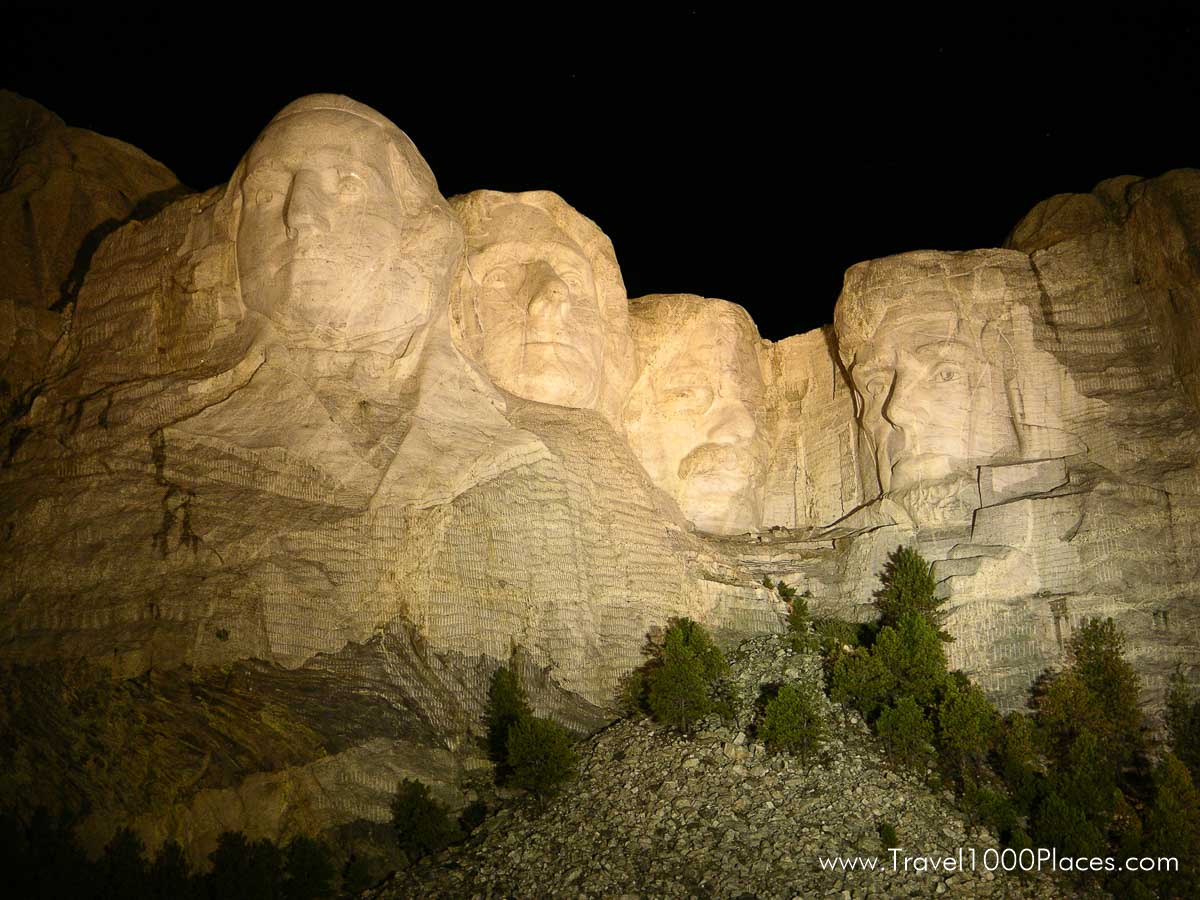 Mount Rushmore National Memorial at night, South Dakota, USA