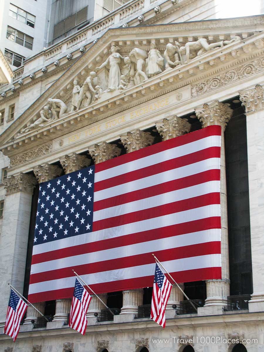 US Flag at the New York Stock Exchange Building