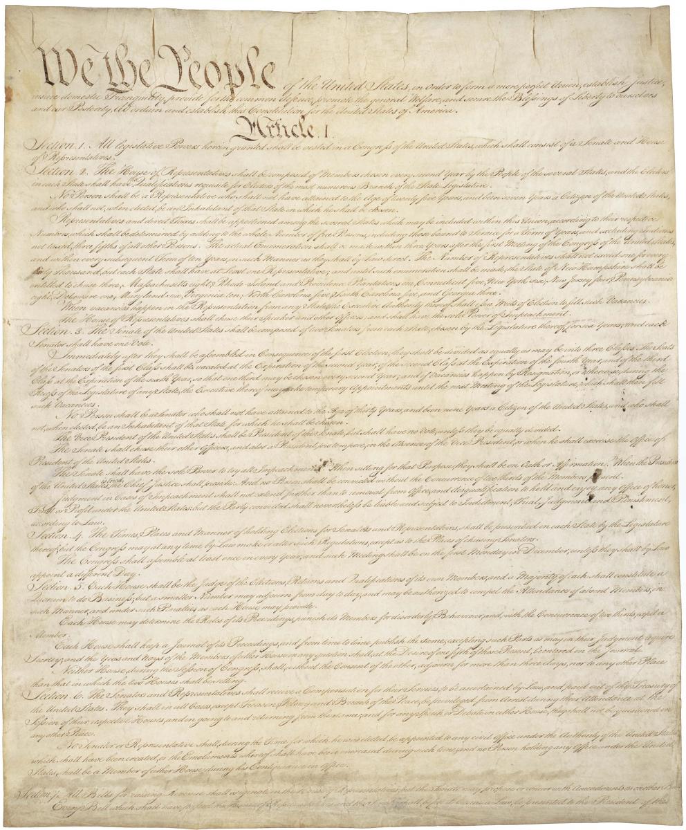 U.S. Constitution, page 1 [image: United States National Archives]